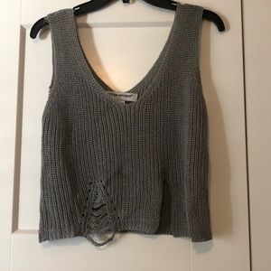 Cotton Emporium Grey Crochet Tank